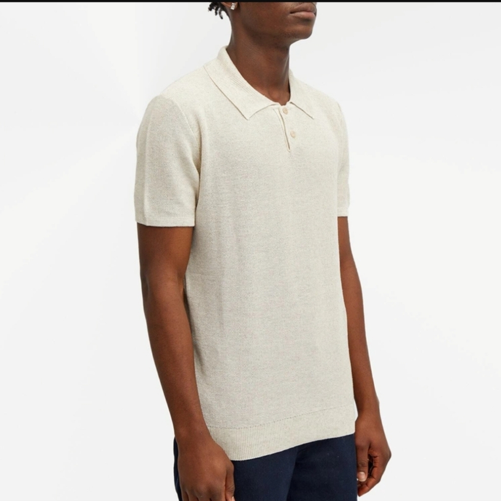 NEW A.P.C. Jay Knit Polo, Beige/Oatmeal Color, Sz XXL
